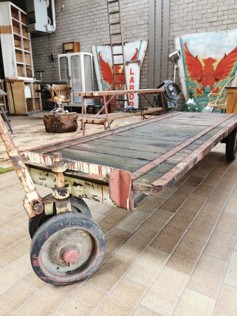 Oude platte kar/transportwagenp, Doe-het-zelf en Verbouw, Transportwagens, 100 liter of meer, Ophalen, Gebruikt, Transportkar