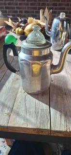 Vintage Aluminium Koffiekan met Glazen Deksel, Ophalen of Verzenden, Gebruikt