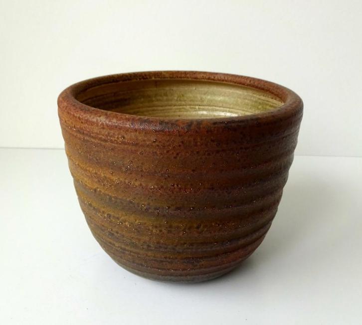 Keramiek pot licht en donkerbruin gemêleerd Mobach 3176-k, Antiek en Kunst, Antiek | Keramiek en Aardewerk, Ophalen of Verzenden