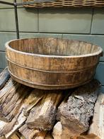 Olijfbak - oud hout - landelijk, Ophalen of Verzenden, Nieuw, Rond, Hout