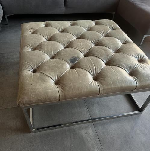 Salontafel 92x92 merk Eichholtz echt leer Japandi style, Huis en Inrichting, Tafels | Salontafels, Zo goed als nieuw, Minder dan 50 cm