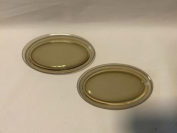 Retro Set van 2 Arcoroc France Rookglas Smoke ovaal beschikbaar voor biedingen