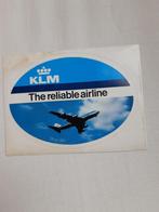 klm 70er jaren, sticker.  the reliable airline, Ophalen of Verzenden, Zo goed als nieuw, Kaart, Foto of Prent