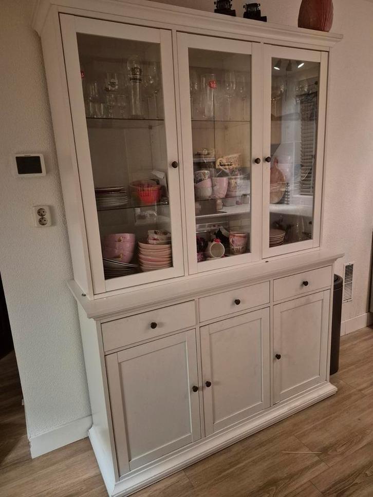 Witte buffetkast met glazen deuren, Antiek en Kunst, Antiek | Meubels | Kasten, Ophalen