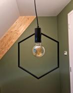 Mat stalen hanglamp - met lichtbron - Zeer goede staat!, Ophalen of Verzenden, Zo goed als nieuw, Minder dan 50 cm