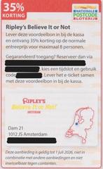 Ripley's Believe It or Not, Amsterdam. 30% korting., Drie personen of meer, Kortingskaart