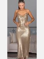 Zara Mesh Slip Midi Dress Gold Goud Metallic M NIEUW Jurk, Maat 38/40 (M), Galajurk, Overige kleuren, Zara