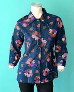 Vintage jaren 70 blouse donkerblauw/motief maat 36, Kleding | Dames, Blouses en Tunieken, Vintage, Maat 36 (S), Gedragen, Verzenden