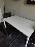 Witte eettafel, eventueel met stoelen, Huis en Inrichting, Tafels | Eettafels, Ophalen, Zo goed als nieuw, Rechthoekig, 50 tot 100 cm