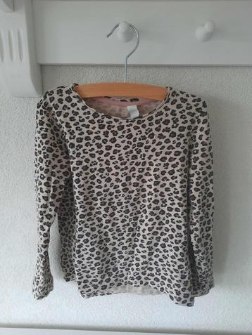 H&M Beige Panterprint Panter Longsleeve Maat 110-116 beschikbaar voor biedingen