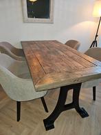 Grenen Wagon Eettafel met Gietijzeren Poten, Ophalen of Verzenden