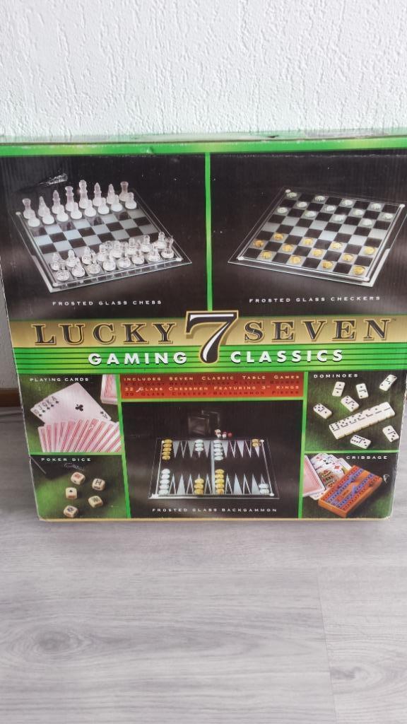 Gezelschapspellen klassiek, elegant gevormd 7x opbergdoos, Hobby en Vrije tijd, Gezelschapsspellen | Bordspellen, Zo goed als nieuw