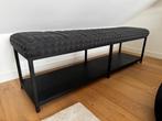 Modern Upholstered Bench with Storage Shelf – Black Frame, Ophalen, Overige materialen, 70 cm of minder, Zwart