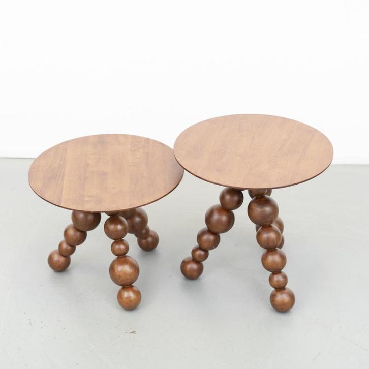 1 Gispen  Richard Hutten Houten bijzettafel  H 50 cm, Huis en Inrichting, Tafels | Bijzettafels, Zo goed als nieuw, Rond, Ophalen of Verzenden