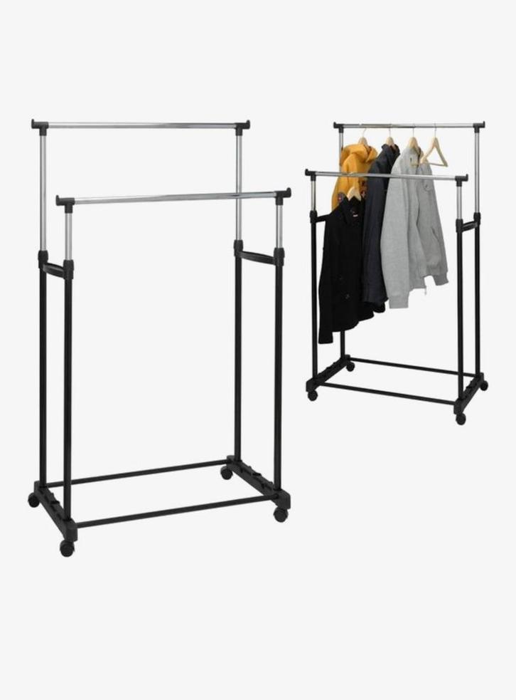 Dubbele kledingrekken op wieltjes – verstelbaar in hoogte, Kleding | Dames, Kledingrekken, Zo goed als nieuw, Ophalen of Verzenden
