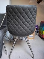 4 stoelen antraciet nep leer, Huis en Inrichting, Stoelen, Gebruikt, Leer, Ophalen of Verzenden, Grijs