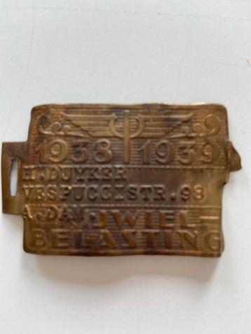 Oude Amsterdamse Belastingplaatjes 1938-1941 - Zeldzaam Item beschikbaar voor biedingen