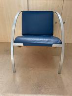 2 blauwe leren design stoeltjes KFF Karl Friedrich Förster, Huis en Inrichting, Ophalen, Twee, Blauw, Retro