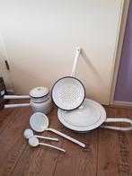 Wit emaille blauwe rand, Antiek en Kunst, Antiek | Emaille, Ophalen of Verzenden