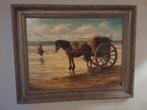 Schilderij met schelpenvisser met paard en kar aan zee, Ophalen