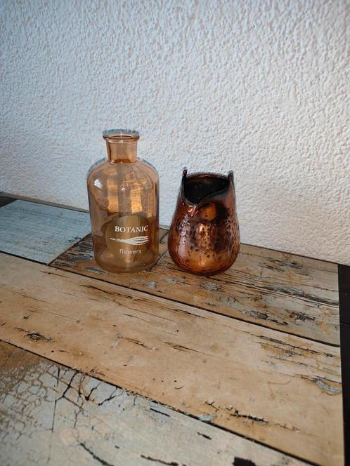 2 glaze rosé kleur vaasjes 17 en 12,5 cm, Huis en Inrichting, Woonaccessoires | Dienbladen, Nieuw, Overige materialen, Overige vormen