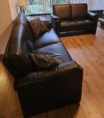 3 + 2 zits bank zwart leder, Huis en Inrichting, Ophalen, Gebruikt, 150 tot 200 cm, Rechte bank