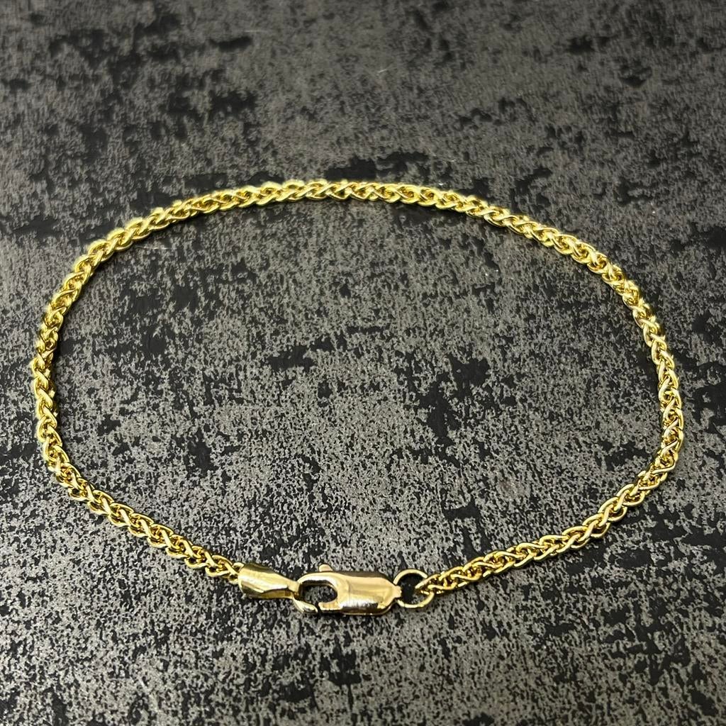 14k gouden armband vossenstaart schakel, Ophalen of Verzenden, Zo goed als nieuw, Goud