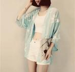 Dames embroidery kimono vest blouse bloes top mintgroen S, Ophalen of Verzenden, Zo goed als nieuw, Maat 38/40 (M), Groen