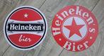 2X Heineken blikken ronde bordjes (nieuw), Verzenden, Nieuw, Reclamebord, Plaat of Schild, Heineken