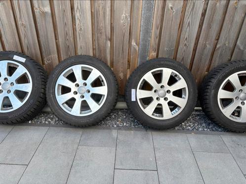 Set Audi Velgen + Winterbanden 205/55/16 - 16 Inch, Auto-onderdelen, Banden en Velgen, Velg(en), Winterbanden, 16 inch, 205 mm