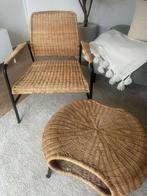 IKEA Rotan Fauteuil ULRIKSBERG incl. bijzettafel/voetenbank, Huis en Inrichting, Fauteuils, Ophalen, Riet of Rotan, 75 tot 100 cm