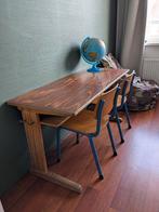 Vintage schooltafeltje met stoelen, Kinderen en Baby's, Kinderkamer | Tafels en Stoelen, Ophalen, Gebruikt, Tafel(s) en Stoel(en)