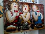Dikke dames schilderij 3d metaal 120x80 cm, Ophalen