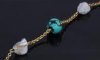 Turkoois barok parel armband 14k goud anker schakel dames, Ophalen of Verzenden, Zo goed als nieuw, Info@voordeelsieraden.nl, Goud