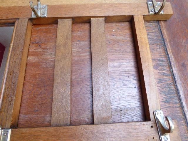 Antieke houten kapstok met spiegel, Ophalen of Verzenden