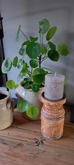 Houten kandelaar, Huis en Inrichting, Woonaccessoires | Kandelaars en Kaarsen, Ophalen of Verzenden, Zo goed als nieuw, Kaars