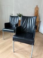 6 Zwarte Leren Eetkamerstoelen, Antiek en Kunst, Ophalen
