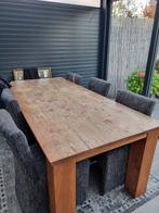 Houten Eettafel met 6 Stoelen, Huis en Inrichting, Tafels | Eettafels, Gebruikt, 100 tot 150 cm, Vijf personen of meer, 150 tot 200 cm