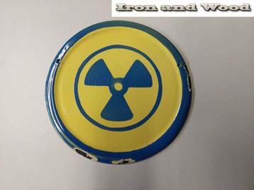 Oud vintage emaille wandbord-bord radioactief D 25cm - rond beschikbaar voor biedingen