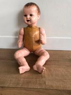 Hele oude pop papier maché ,50 cm, pop heeft een leren lijf, Verzamelen, Poppen, Ophalen of Verzenden, Gebruikt, Pop