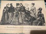 Antieke franse modeplaat, 1897. Mode Gravure., Antiek en Kunst, Ophalen of Verzenden
