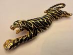Vintage Gouden Tijger Broche, Overige materialen, Gebruikt, Ophalen of Verzenden, Met edelsteen