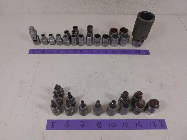 1/2" doppen, inbusdoppen, diverse maten en merken., Doe-het-zelf en Verbouw, Gereedschap | Handgereedschap, Gebruikt, Ophalen of Verzenden