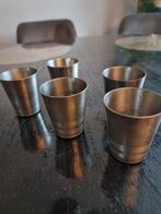 Vintage Tinnen Bekertjes - Set van 5, Gebruikt, Ophalen of Verzenden, Overige stijlen, Overige materialen