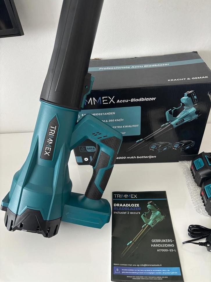 Trimmex 2Accu krachtige BladblazerNIEUW luchtsnelheid 260 km, Tuin en Terras, Bladblazers, Nieuw, Handgedragen, Accu, Ophalen of Verzenden