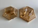 2 plafondlampen messing/glas, Ophalen of Verzenden, Zo goed als nieuw, Glas