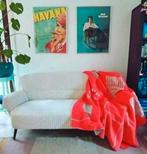 Bankje jaren 60 midcentury modern ribstof, Huis en Inrichting, Ophalen, Zo goed als nieuw, Tweepersoons, Minder dan 150 cm