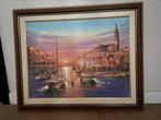 Schilderij haven, Antiek en Kunst, Kunst | Schilderijen | Klassiek, Ophalen of Verzenden