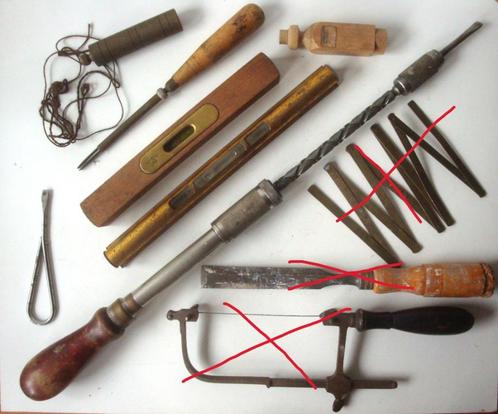Antiek gereedschap, zie de 2 foto's: waterpassen, sleutels,, Antiek en Kunst, Antiek | Gereedschap en Instrumenten, Ophalen of Verzenden