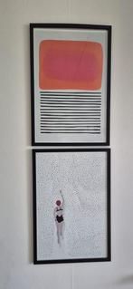 Posters - zon en zee, zwemster, Huis en Inrichting, Woonaccessoires | Schilderijen, Tekeningen en Foto's, Ophalen, Minder dan 50 cm